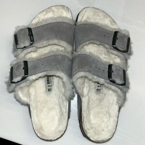 Birkenstock Arizona Shearling Stone Coin